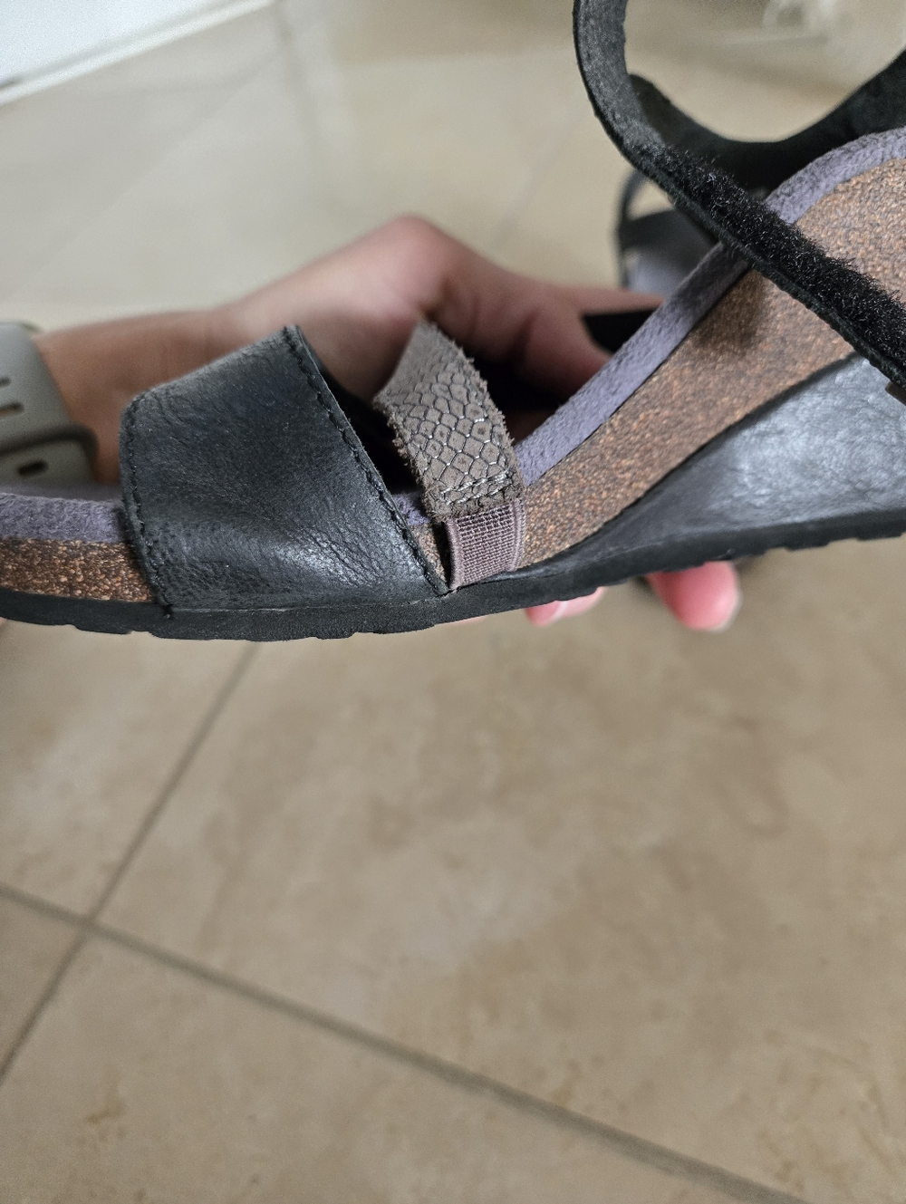 Aetrex Brynn Velcro Strap Leather Wedge Sandals, EUC - Picture 6 of 8